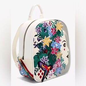 White Floral Face Print Backpack - Women